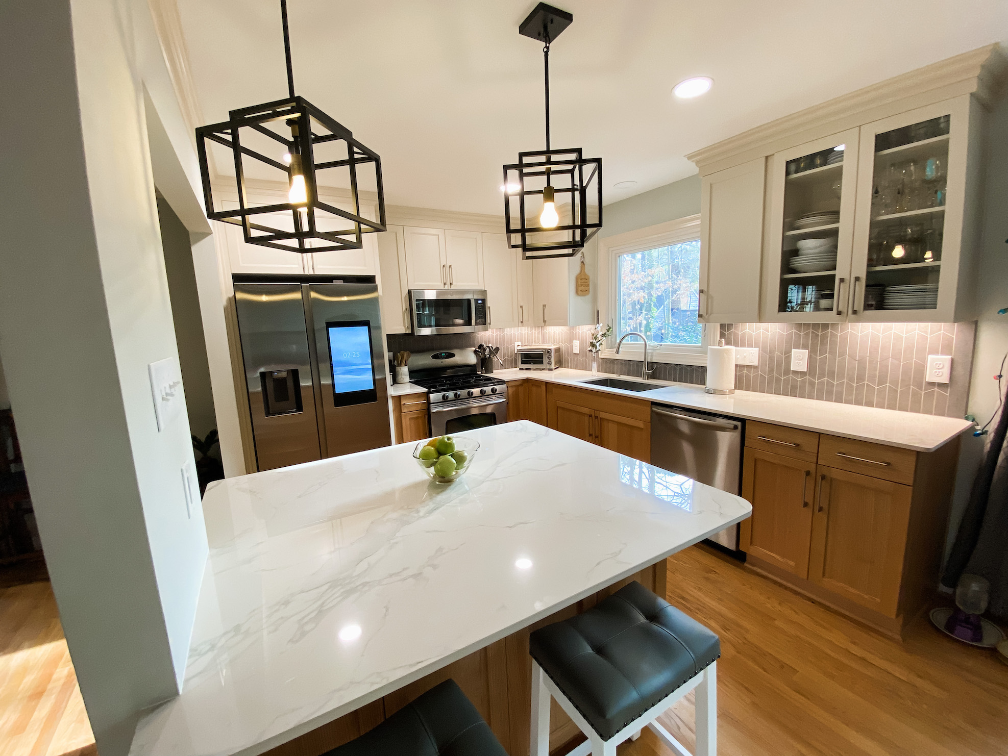 Lipcius kitchen complete - transitional, mid century modern, shaker, two tone, peninsula, dekton countertops