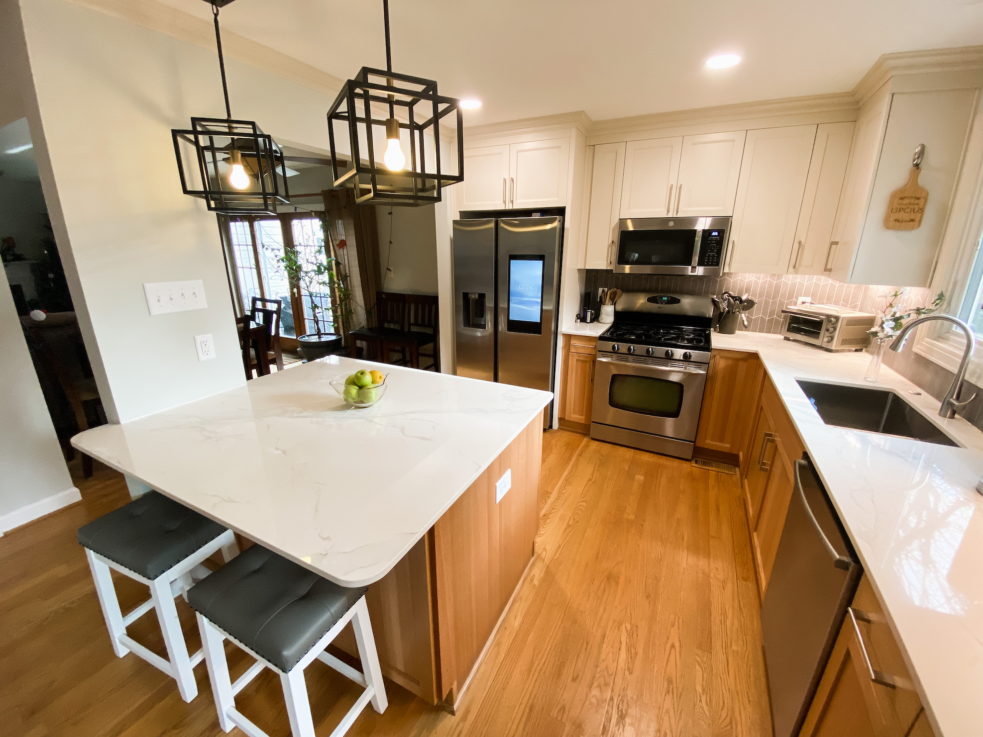 Lipcius kitchen complete - transitional, mid century modern, shaker, two tone, peninsula, dekton countertops