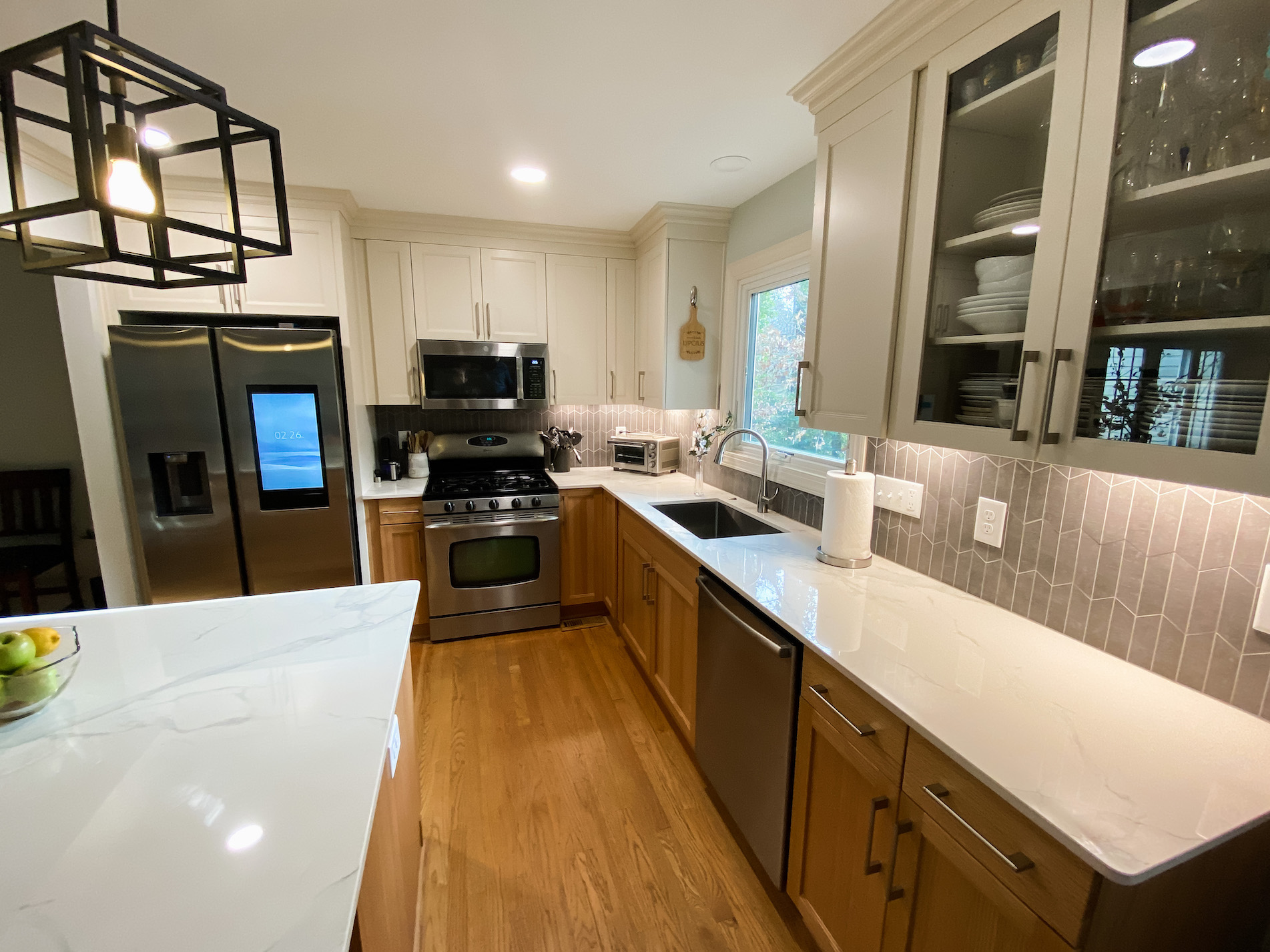 Lipcius kitchen complete - transitional, mid century modern, shaker, two tone, peninsula, dekton countertops